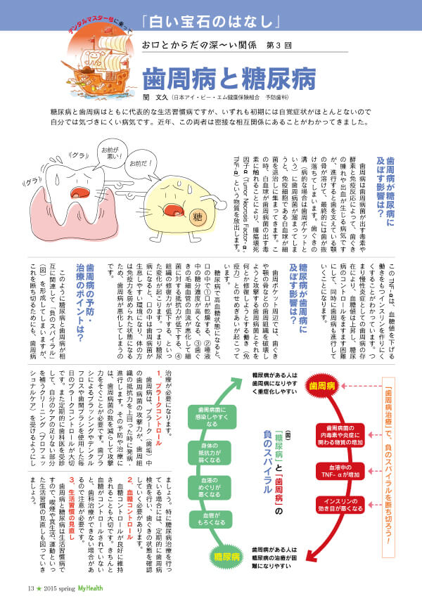 お口とからだの深～い関係 第3回「歯周病と糖尿病」(まいへるす春号／第84号)