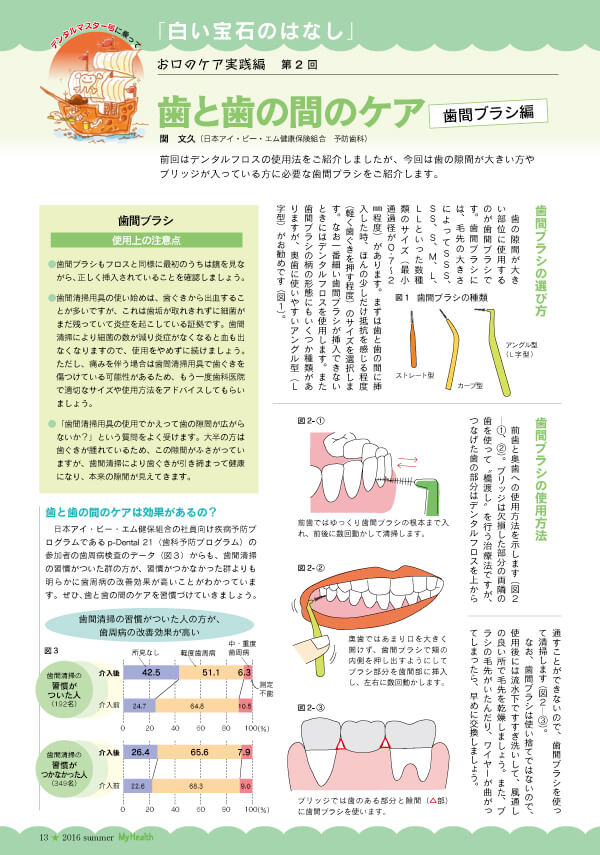 【お口のケア実践編第2回】歯と歯の間のケア‐歯間ブラシ編　(マイヘルス夏号／第89号)